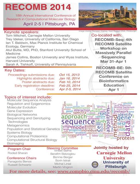 RECOMB 2014 - April 2-5, Pittsburgh, Pennsylvania